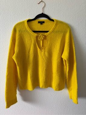 J. Crew Bright Yellow Tie-Neck Sweater